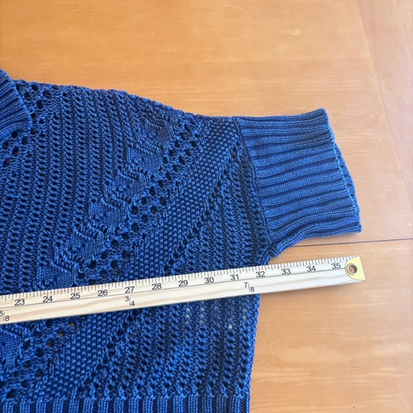 Free People XS To The Point purple open net oversized, crop short sleeve sweater - Picture 8 of 10